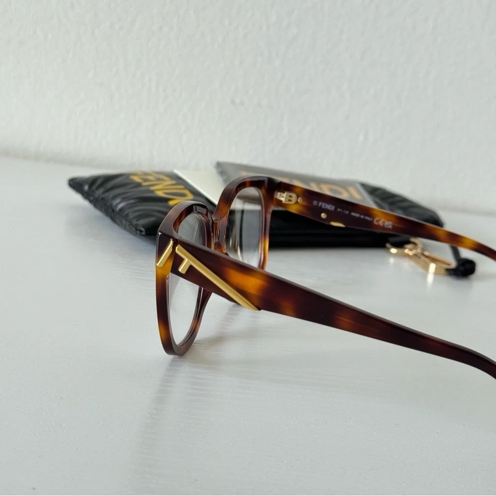 New! Fendi Tortoise Shell Glasses FE50064I 053, Authentic